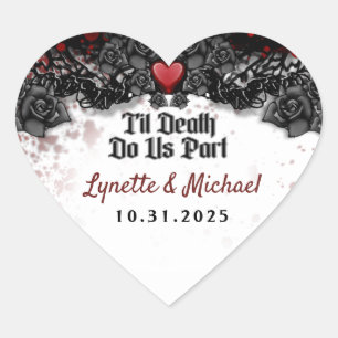 Til Death Blood Splatter Halloween Heart Wedding H Sticker