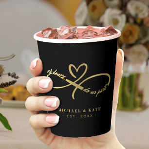 Til Death Do Us Part Black & Gold Infinity Symbol Paper Cups