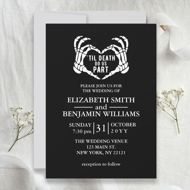 Til Death Do Us Part Black Halloween Wedding Invit Invitation (Til Death Do Us Part Black Gothic Wedding Invitation
)