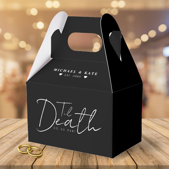 Til Death Do Us Part Black Wedding Favour Box (Til Death Do Us Part Black Wedding Favor Boxes)