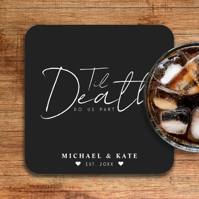 Til Death Do Us Part Black Wedding Square Paper Coaster (Til Death Do Us Part Black Wedding Square Paper Coaster
)
