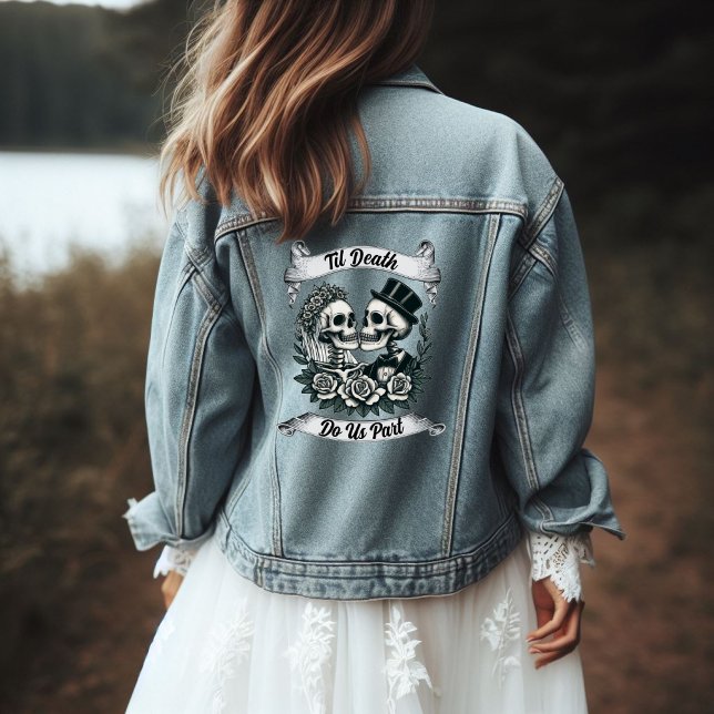 Til Death Do Us Part: Bride & Groom Skeleton  Denim Jacket (Creator Uploaded)