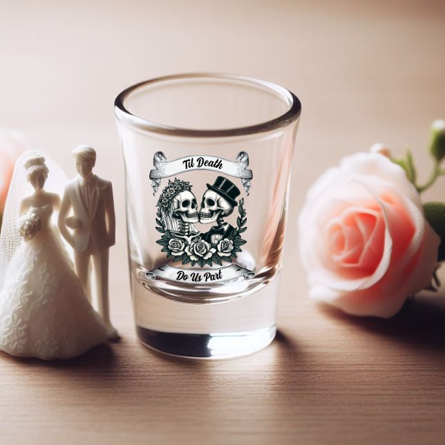 Til Death Do Us Part: Bride & Groom Skeleton Shot Glass (Gothic Shot Glass, Til Death Do Us Part)