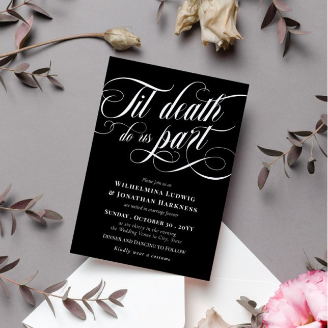 Til Death Do Us Part Elegant Goth Wedding Invitation (Creator Uploaded)