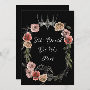 Til Death Do Us Part Elegant Rose Halloween Gothic Invitation