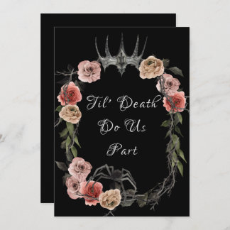 Til Death Do Us Part Elegant Rose Halloween Gothic Invitation