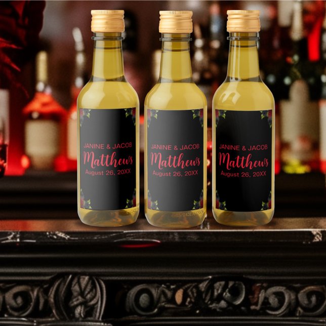 Til Death Do Us Part Gothic Black and Red Roses Wine Label (Creator Uploaded)