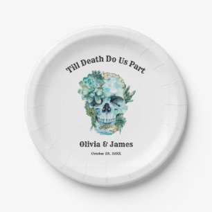 Til Death Do Us Part Gothic Halloween Wedding Paper Plate