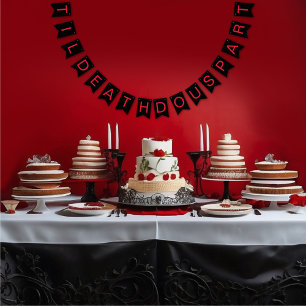 Til Death Do Us Part Gothic Moody Black and Red  Bunting