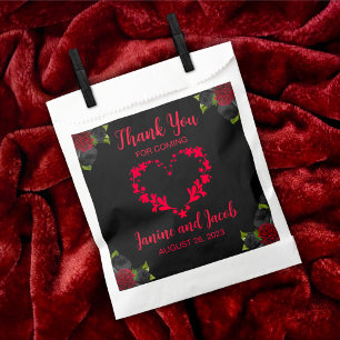 Til Death Do Us Part Gothic Red and Black Roses Favour Bags