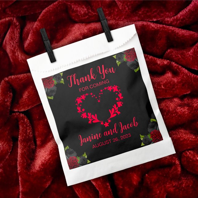 Til Death Do Us Part Gothic Red and Black Roses Favour Bags (Creator Uploaded)