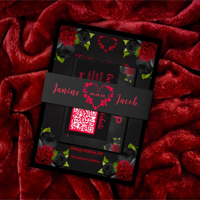 Til Death Do Us Part Gothic Red Heart Wedding Invitation Belly Band (Creator Uploaded)