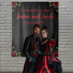 Til Death Do Us Part Gothic Rose Photo Backdrop Tapestry