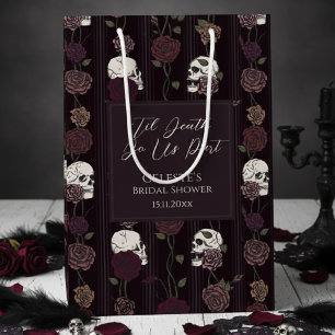 ’Til Death Do Us Part Gothic Skull & Rose Wedding Medium Gift Bag