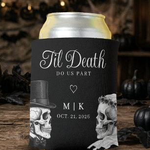 Til Death Do Us Part Gothic Skulls Black Wedding Can Cooler