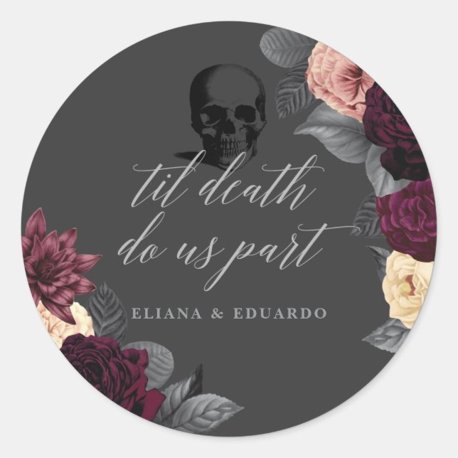 Til Death Do Us Part Gothic Wedding Round Sticker (Front)