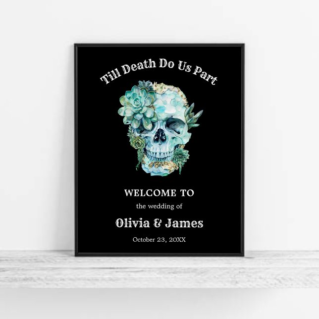 Til Death Do Us Part Halloween Wedding Welcome  Poster (Til Death Do Us Part Gothic Halloween Wedding Welcome Sign    )