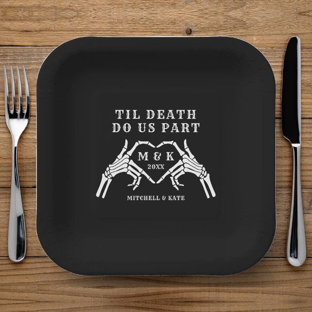 Til Death Do Us Part Heart Hand Black Wedding Paper Plate (Til Death Do Us Part Heart Hand Black Wedding Paper Plates
)