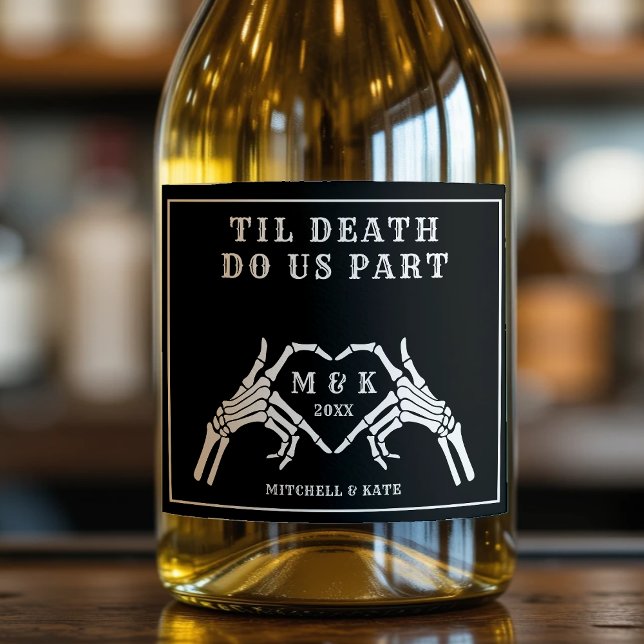 Til Death Do Us Part Heart Hand Black Wedding Sparkling Wine Label (Til Death Do Us Part Heart Hand Black Wedding Sparkling Wine Label
)
