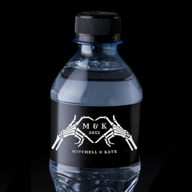 Til Death Do Us Part Heart Hand Black Wedding Water Bottle Label (Til Death Do Us Part Heart Hand Black Wedding Water Bottle Label
)