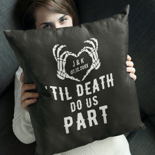 Til Death Do Us Part Newlyweds Initials Wedding Cushion
