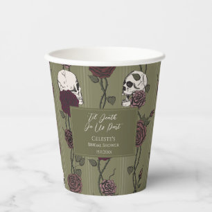 ’Til Death Do Us Part Olive Green Gothic Wedding Paper Cups