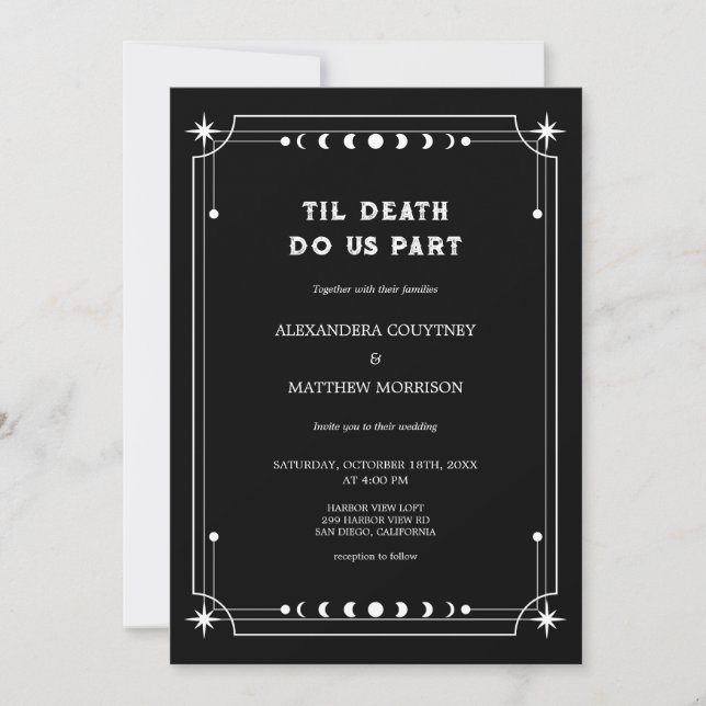 Til Death Do Us Part Photo Halloween Wedding Invitation (Front)