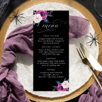 'Til Death Do Us Part Purple & Black Wedding Menu