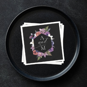 'Til Death Do Us Part Purple & Black Wedding Napkin