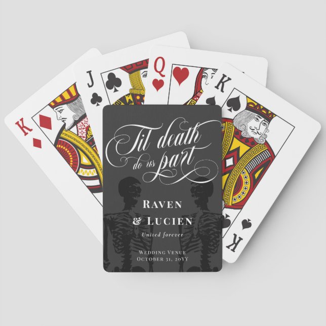 Til Death Do Us Part Skeleton Elegant Goth Wedding Playing Cards (Back)
