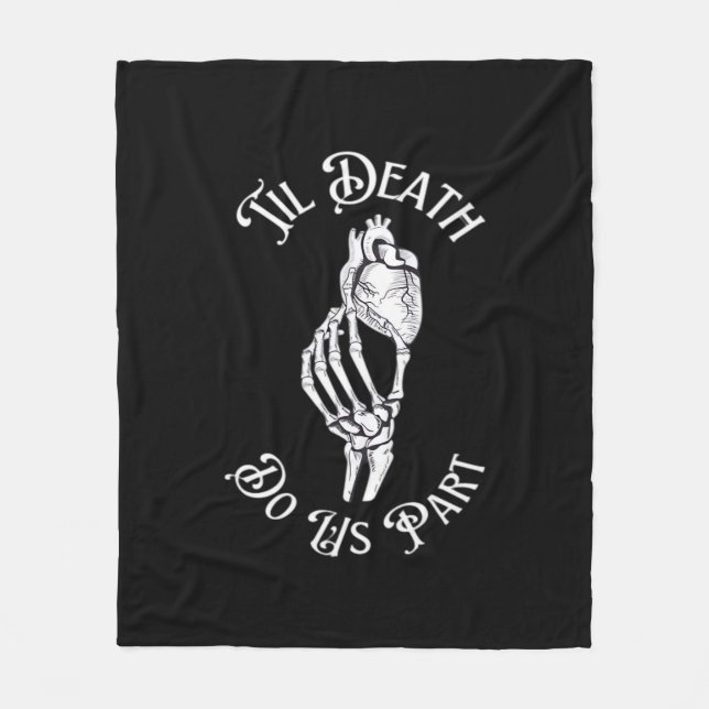 Til Death Do Us Part Skeleton Hand Holding Anatomi Fleece Blanket (Front)