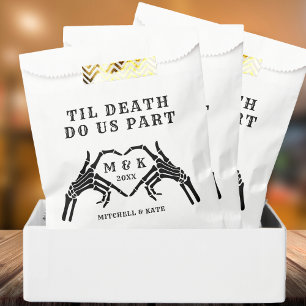 Til Death Do Us Part Skeleton Heart Hand Wedding Favour Bags