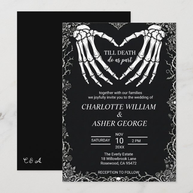 Til Death Do Us Part Skeleton Wedding Invitation (Front/Back)