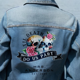 Til Death Do Us Part Skulls & Roses Mrs. Wedding Denim Jacket