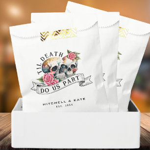Til Death Do Us Part Skulls & Roses White Wedding Favour Bags