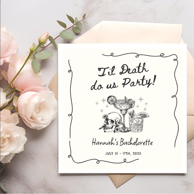 Til Death Do Us Party Bachelorette Cocktail Party Napkin (Creator Uploaded)