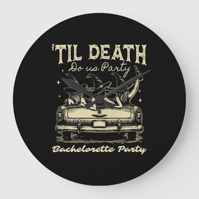 Til Death Do Us Party Halloween D Yellow Large Clock (Front)