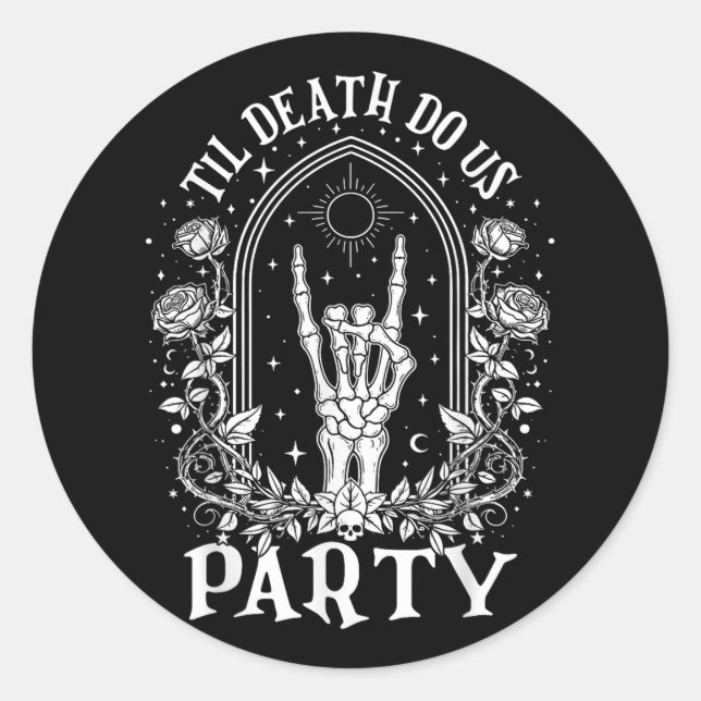 Til Death Do Us Party Retro Halloween Bachelorette Classic Round Sticker (Front)