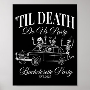 Til Death Do Us Party Retro Halloween Bachelorette Poster