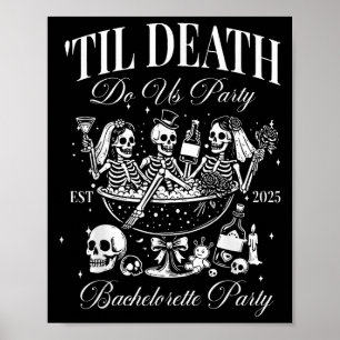 Til Death Do Us Party Retro Halloween Bachelorette Poster
