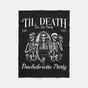 Til Death Do Us Party Retro Skeleton Bachelorette  Fleece Blanket