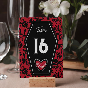 Til Death Goth Wedding Floral & Coffin Table Number