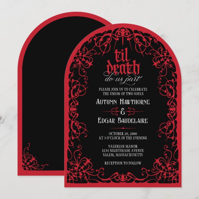 Til Death Gothic Arch Wedding Invitation (Front/Back)