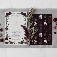 Til Death Gothic Burgundy Roses Light Grey Wedding