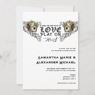 'Til Death Gothic Glam Skull Black Floral Wedding Invitation