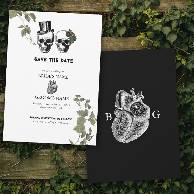 Til Death Gothic Heart Floral Skulls Wedding Save The Date (Til Death Gothic Heart Floral Skulls Wedding Save The Date)