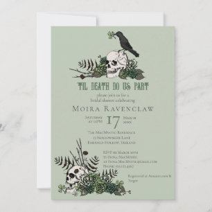 Til Death Gothic Irish Floral Skull Bridal Shower Invitation
