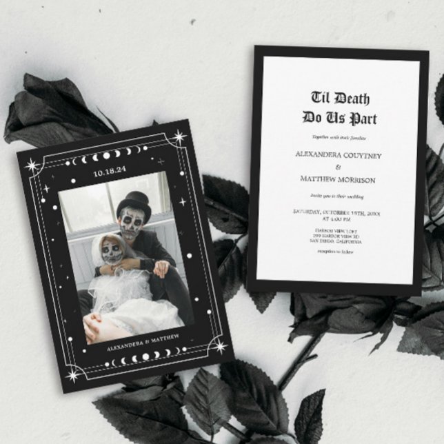 Til Death Gothic Photo Halloween Wedding Invitation (Creator Uploaded)