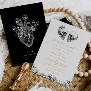 Til Death Gothic Skull Dark Black Floral Wedding