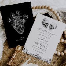 Til Death Gothic Skull Dark Black Floral Wedding